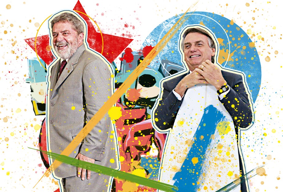 Header de candidatos à presidência, Luiz Inácio (PT) e Jair Bolsonaro (PL)