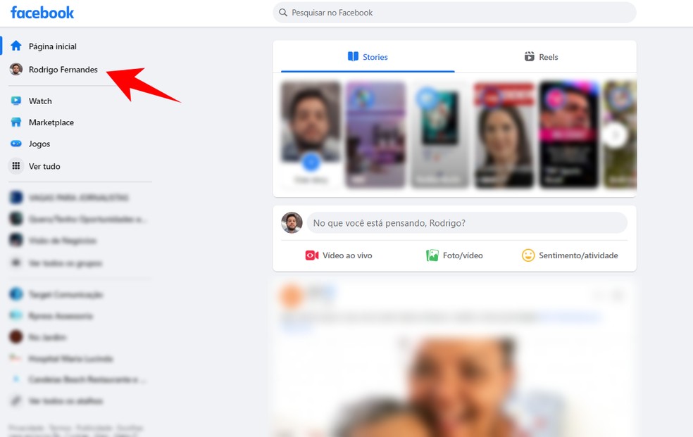 Acesse seu perfil no Facebook para ter acesso à lista de seguidores — Foto: Reprodução/Rodrigo Fernandes