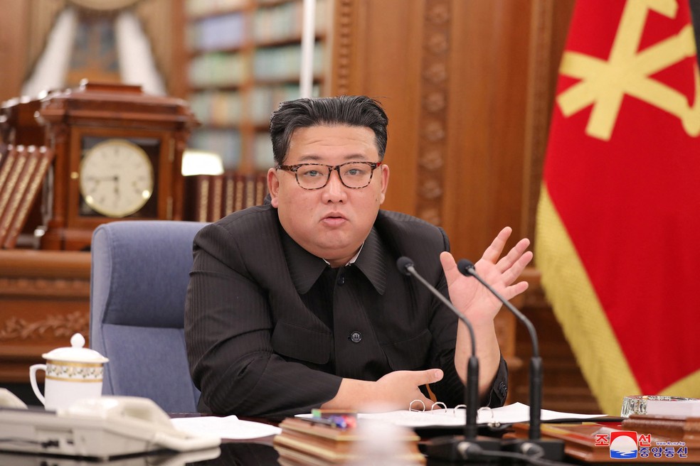 Líder da Coreia do Norte, Kim Jong Un, durante evento em Pyongyang — Foto: KCNA via REUTERS 