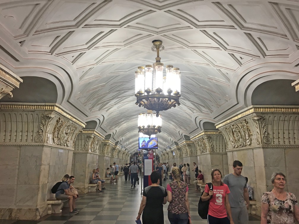 Estação Prospekt Mira, em Moscou (Foto: Adriane Schultz/ G1)