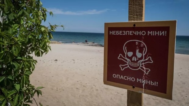 A Ucrânia defendeu sua costa com minas (Foto: GETTY IMAGES via BBC)