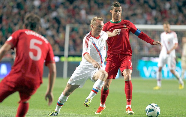 Cristiano Ronaldo jogoPortugal contra Rússia (Foto: Reuters)