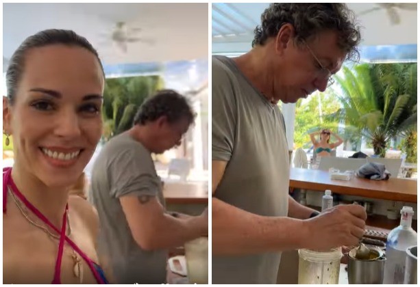 Apresentadora Ana Furtado mostra Boninho preparando caipirinha pra ela e joga momento nas redes sociais (Foto: Instagram/Reprodução)