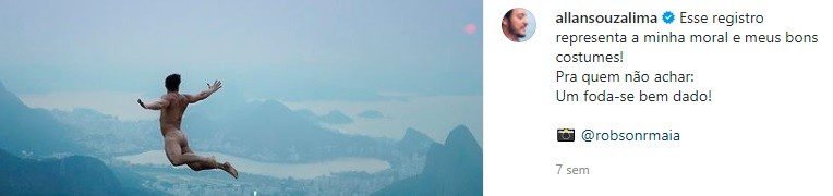 Allan Souza Lima chamou a atenção com post nu na Pedra da Gávea, no Rio (Foto: Reprodução/Instagram)