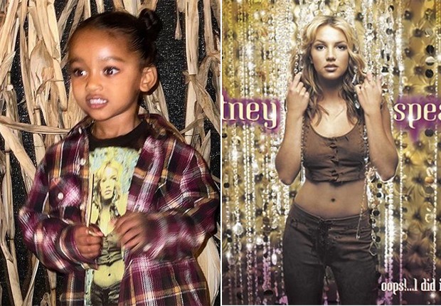 Chicago, filha de Kim Kardashian e Kanye West, usa camiseta com imagem de Britney Spears (Foto: Reprodução/Instagram e Divulgação)