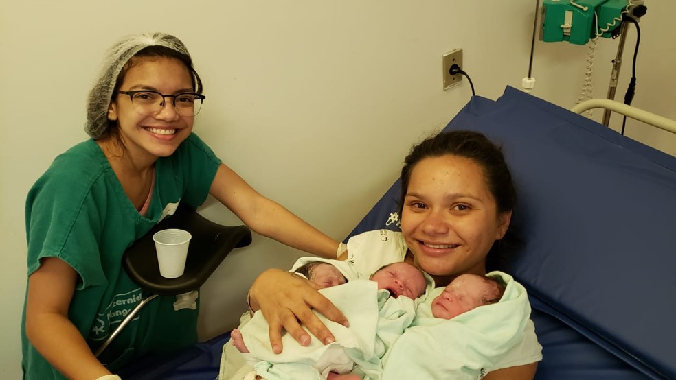 A residente em Enfermagem Obstétrica Fernanda Dantas participou do parto — Foto: Arquivo Pessoal/ Fernanda Dantas