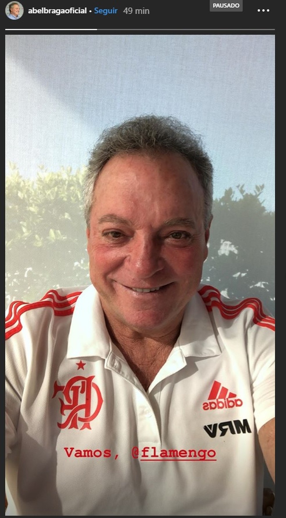 Abel Braga postou selfie no in�cio da partida Vasco x Flamengo � Foto: Reprodu��o