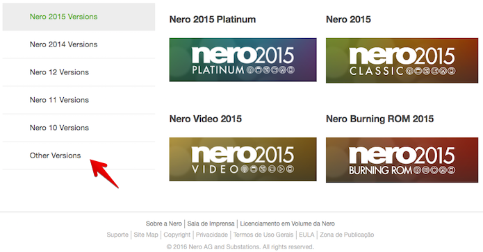 Escolha a versão do Nero na barra lateral (Foto: Reprodução/Helito Bijora) 
