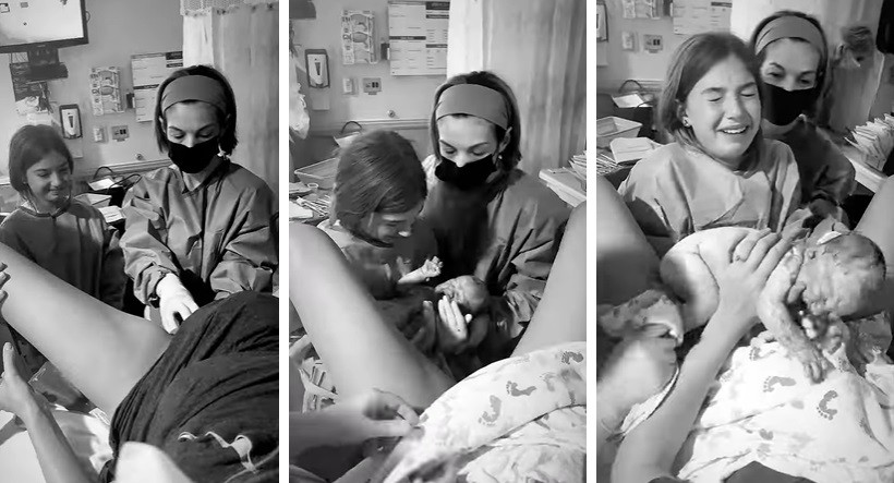 Greleigh se emocionou ao ajudar a trazer a irmã ao mundo (Foto: Reprodução/ Instagram)