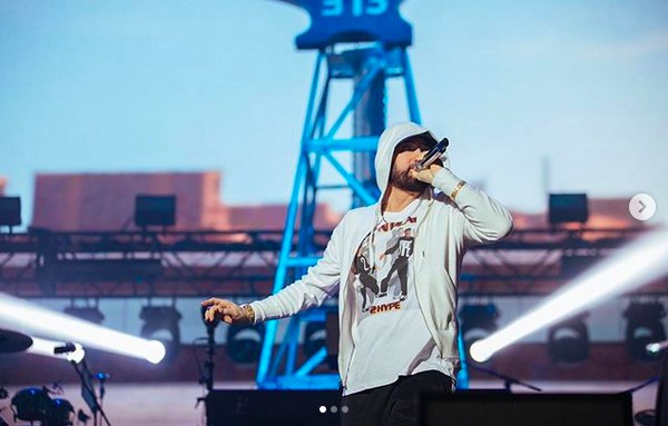 O rapper Eminem em um show no final de 2019 (Foto: Instagram)