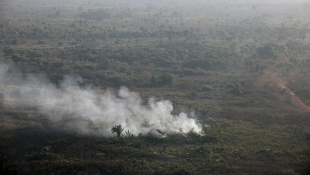 Foco de incêndio em área da floresta amazônica que está em regeneração. Desde o começo do ano, Pará registrou 4.039 focos de queimada, segundo o Inpe (Foto: Paulo Whitaker/Reuters)