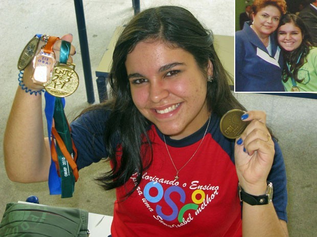 Marielle Camargo dos Santos, de 16 anos, já recebeu medalha até da presidente Dilma (Foto: Vanessa Fajardo/G1)