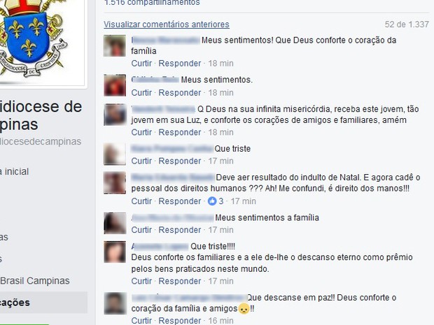Post publicado pela Arquidiocese de Campinas foi compartilhado pelos fiéis (Foto: Reprodução/ Facebook)