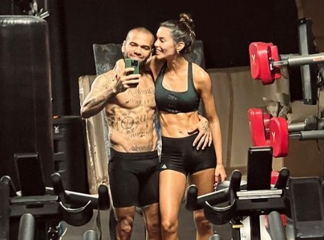 Joana Sanz, em outubro de 2022, em treino com o ex-marido, Daniel Alves