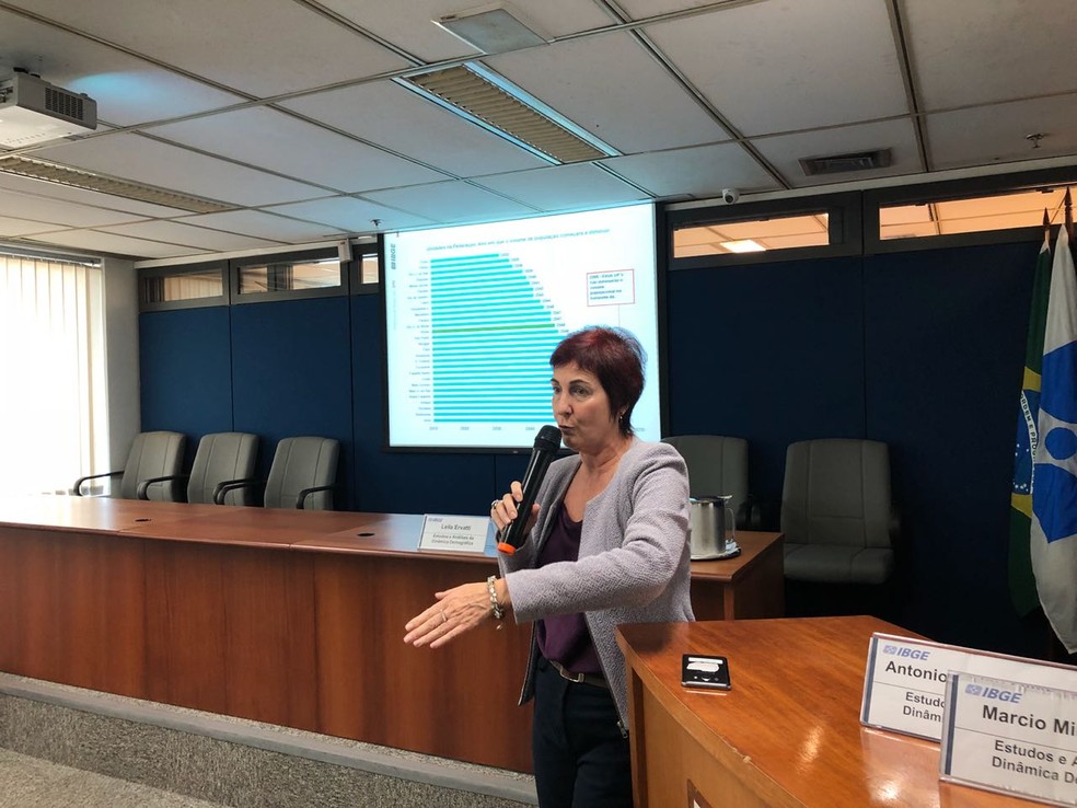 Leila Ervatti, demógrafa do IBGE, durante apresentação da revisão da projeção para a população do Brasil. (Foto: Carlos Brito/G1)