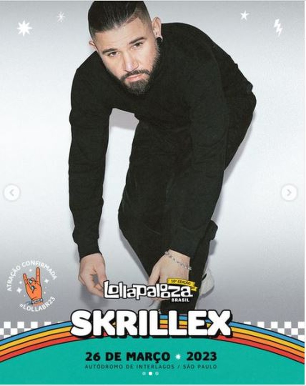 Skrillex entrar&aacute; no lugar de Drake no Lollapalooza &mdash; Foto: Reprodu&ccedil;&atilde;o/Instagram