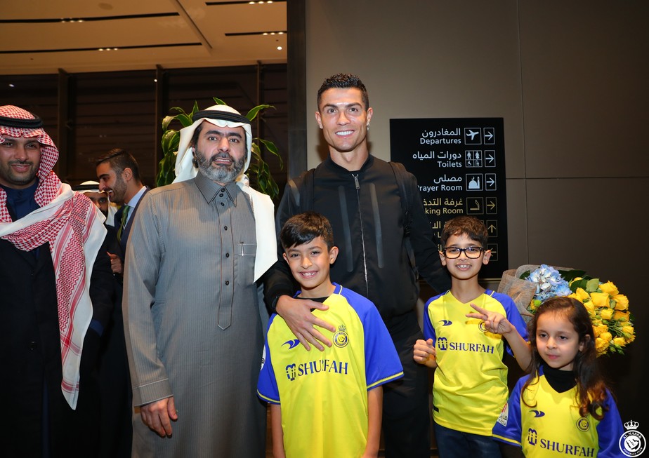 Cristiano Ronaldo na chegada a Riad