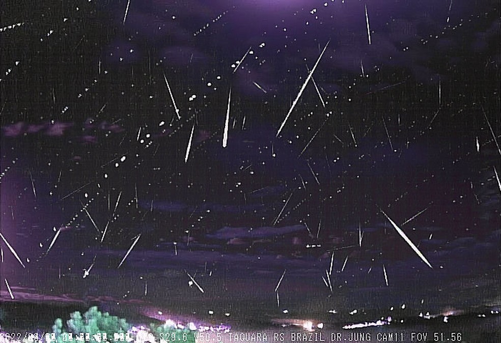 Chuva de meteoros registrada no Rio Grande do Sul — Foto: Observatório Heller & Jung/Divulgação