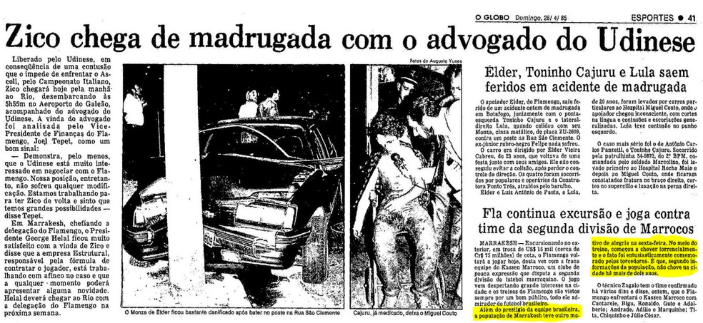 "O Globo" do dia 28 de abril de 1985 noticiou chuva torrencial que alegrou marroquinos em Marrakech — Foto: Acervo O Globo