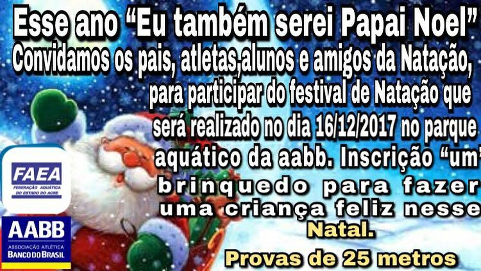 Festival De Natacao Eu Tambem Serei Papai Noel E Realizado Neste Sabado Ac Ge