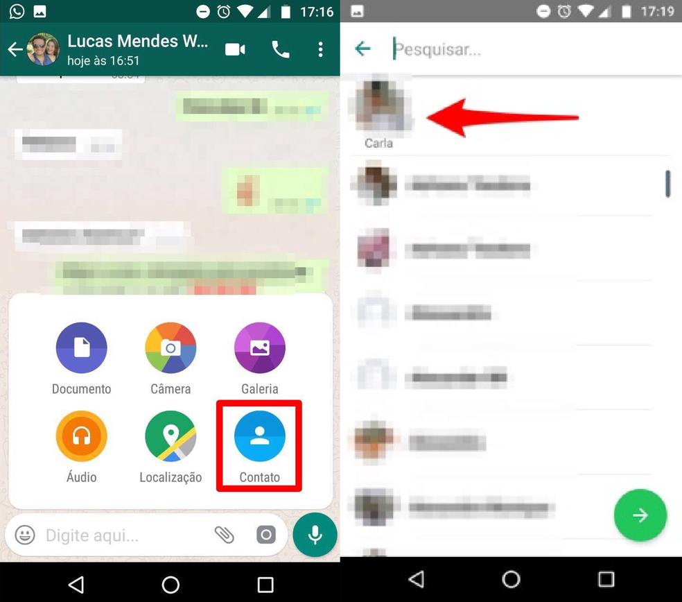 Envie o seu próprio contato no WhatsApp — Foto: Reprodução/Lucas Mendes