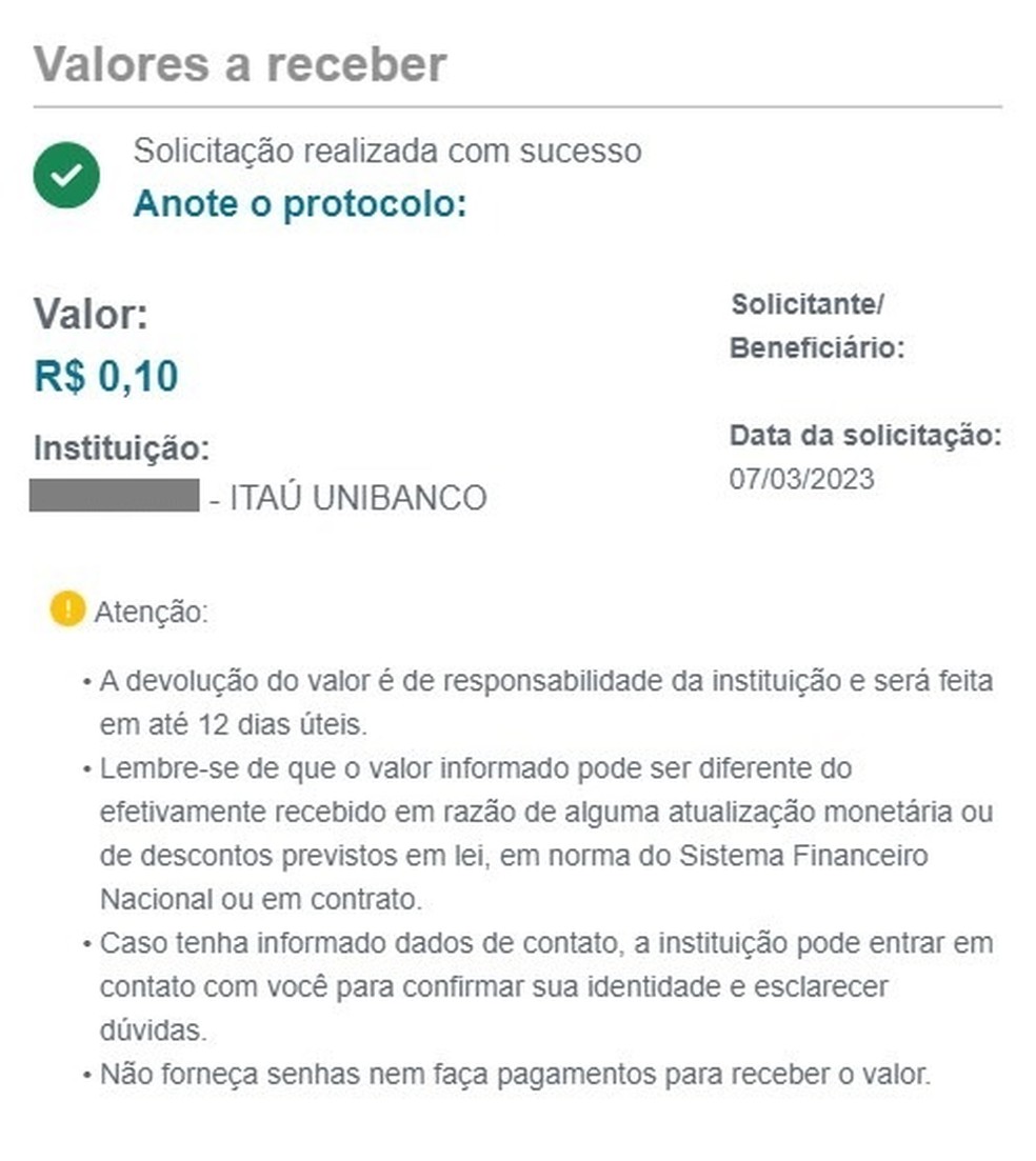 Cearense descobre que tem R$ 0,10 de 'dinheiro esquecido' em banco e solicita valor via Pix — Foto: Bilar Gregorio/Arquivo pessoal