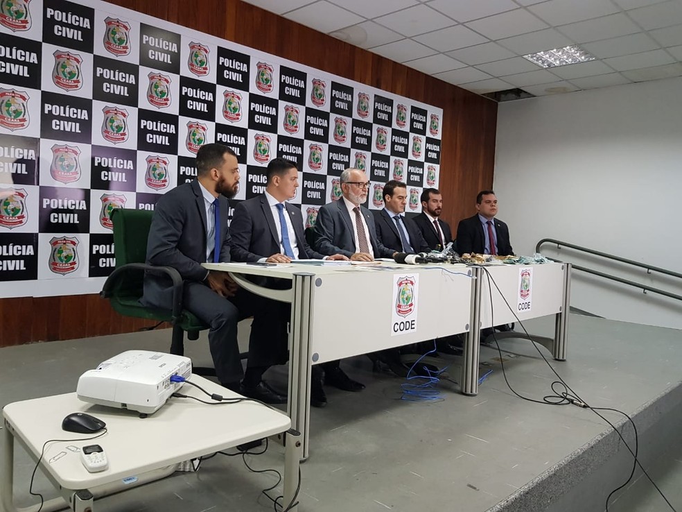 Delegados da Polícia Civil do Ceará apresentaram detalhes sobre a prisão dos chefes da facção criminosa.  — Foto: Ricardo Mota/Sistema Verdes Mares