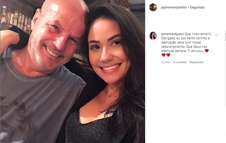 Anne Marques deixa comentário em foto de Jayme Monjardim (Foto: Reprodução/Instagram)