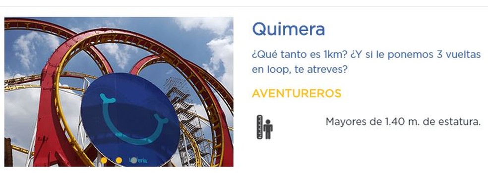 Site oficial do parque de diversões mexicano La Feria Chapultepec mostra brinquedo acidentado — Foto: Reprodução/Internet