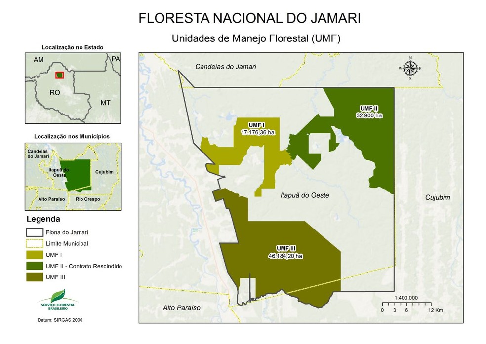 Unidades de Manejo Florestal da Flona do Jamari em RO — Foto: Governo de RO/Reprodução