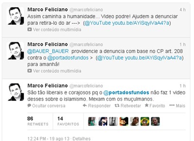 Marco Feliciano no Twitter (Foto: Reprodução / Twitter)