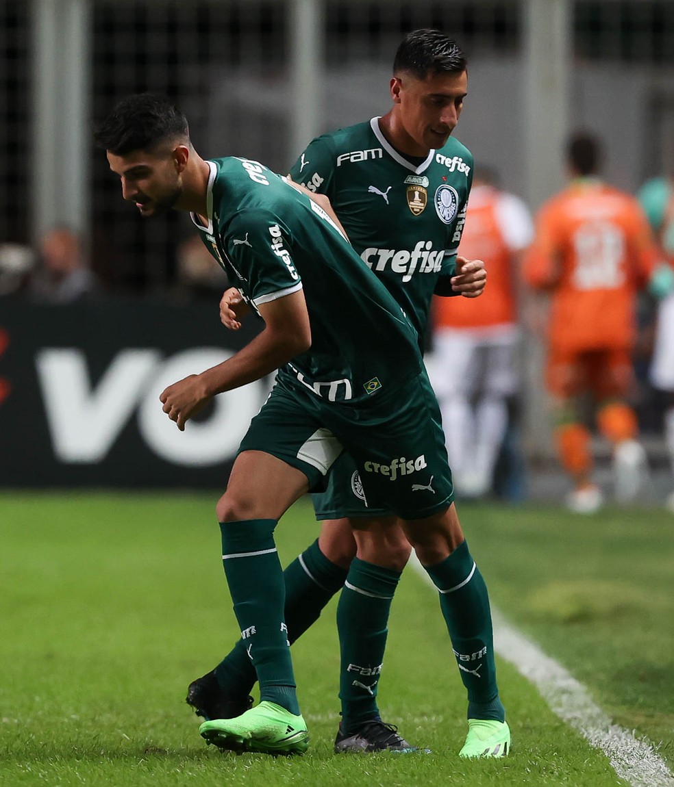 López e Merentiel estrearam pelo Palmeiras em jogo contra o América-MG — Foto: César Greco