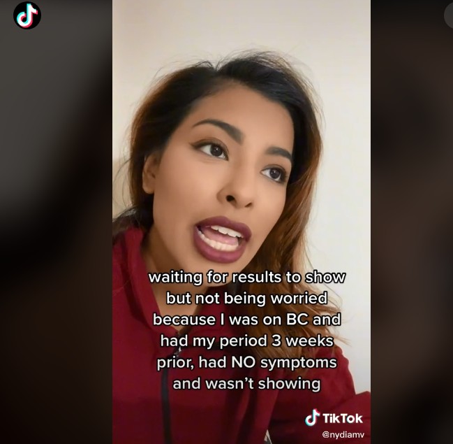 Nydia contou em vídeo que só descobriu gravidez depois do sexto mês de gestação (Foto: Reprodução/TikTok/Nydia Maritza)