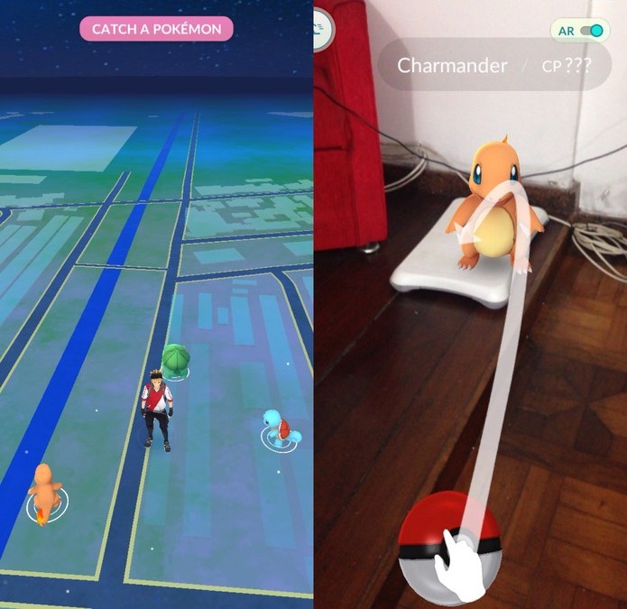 Pokémon Go pode ser jogado com a câmera ligada dentro de sua casa (Foto: Reprodução/Felipe Vinha) (Foto: Pokémon Go pode ser jogado com a câmera ligada dentro de sua casa (Foto: Reprodução/Felipe Vinha))