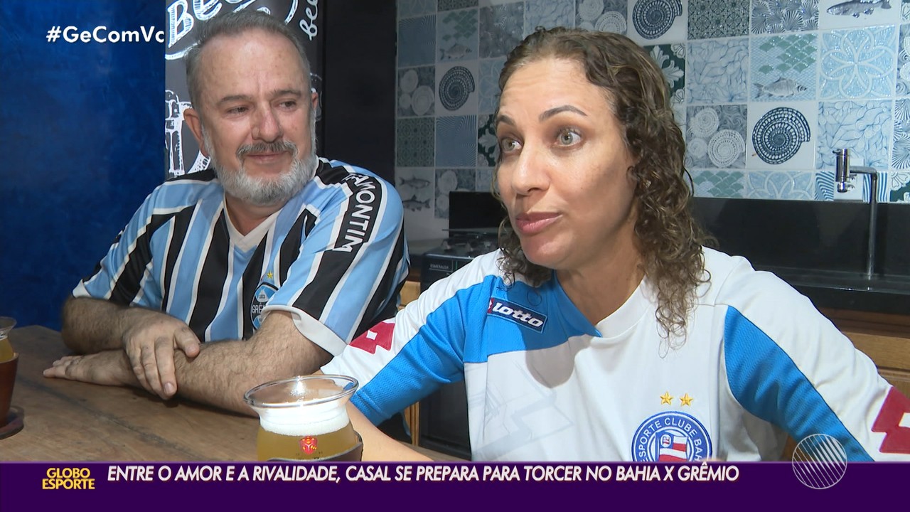 Amor e rivalidade: casal se prepara para torcer em Bahia e Grêmio