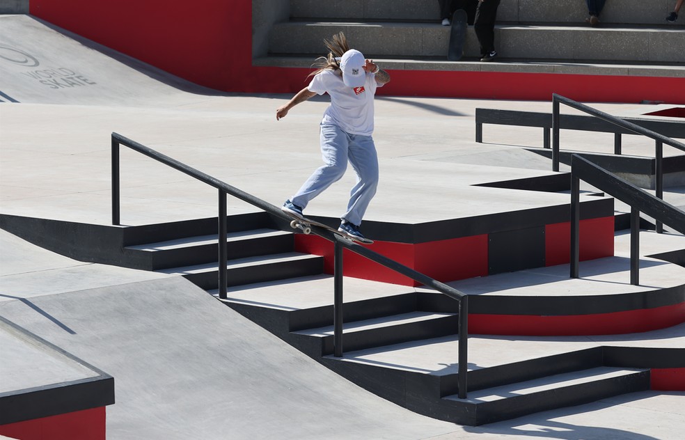 Pâmela Rosa no Mundial de Skate Street — Foto: Julio Detefon / CBSK
