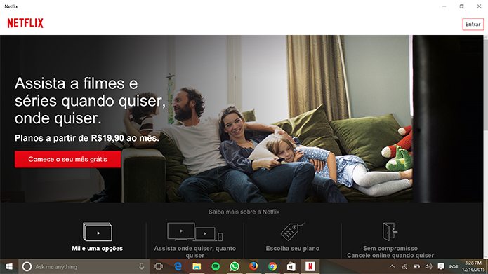 Netflix para Windows 10 pode ser usado com mesmo login do navegador e outros aparelhos (Foto: Reprodução/Elson de Souza)