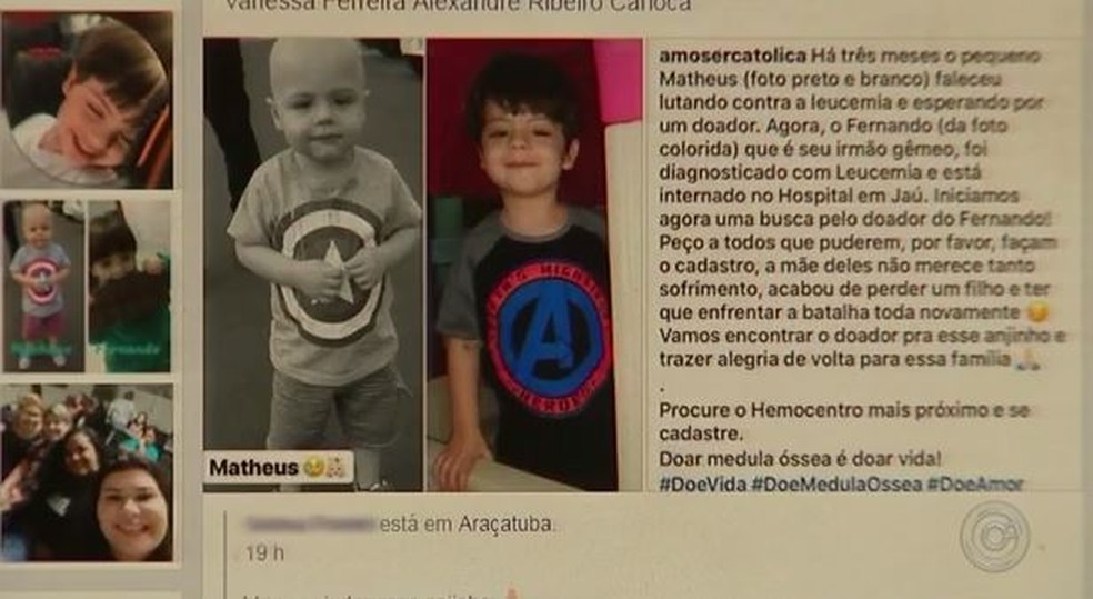 Gêmeos de Araçatuba foram diagnosticados com leucemia — Foto: Reprodução/TV TEM