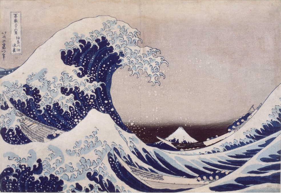 Reprodução da obra A Grande Onda de Kanagawa, de Katsushika Hokusai — Foto: Reprodução
