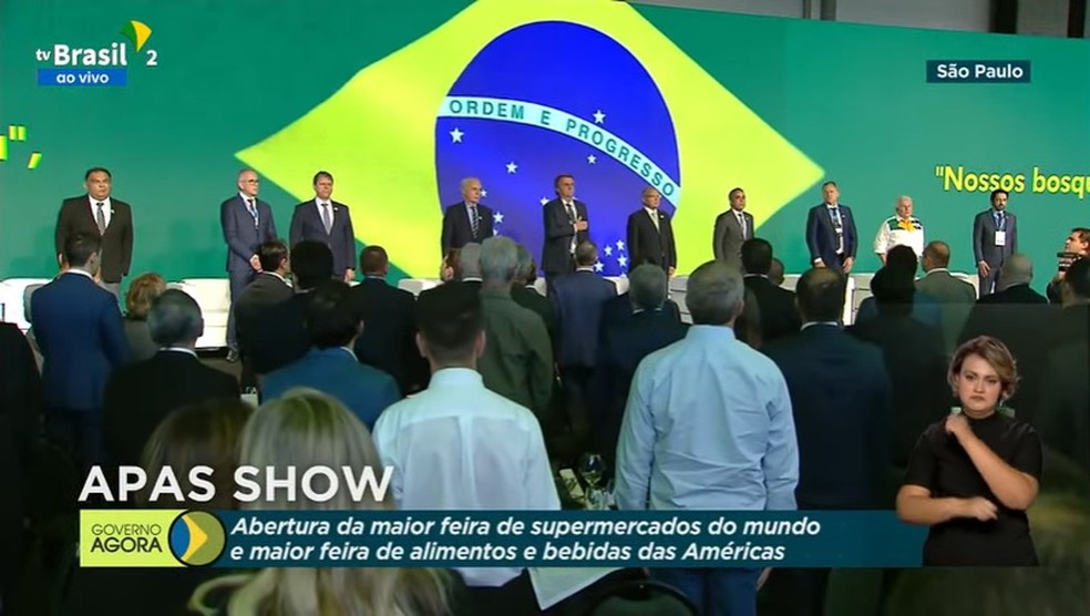 Presidente Jair Bolsonaro durante evento da Apas Show — Foto: Reprodução/TV Brasil