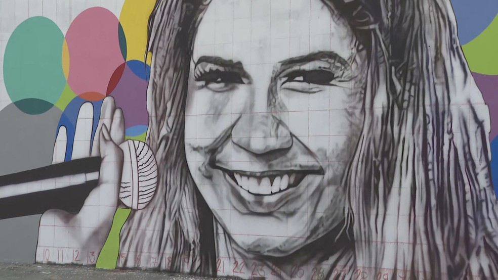 Mural na Zona Sul de SP homenageia a cantora Marília Mendonça — Foto: Reprodução/TV Globo