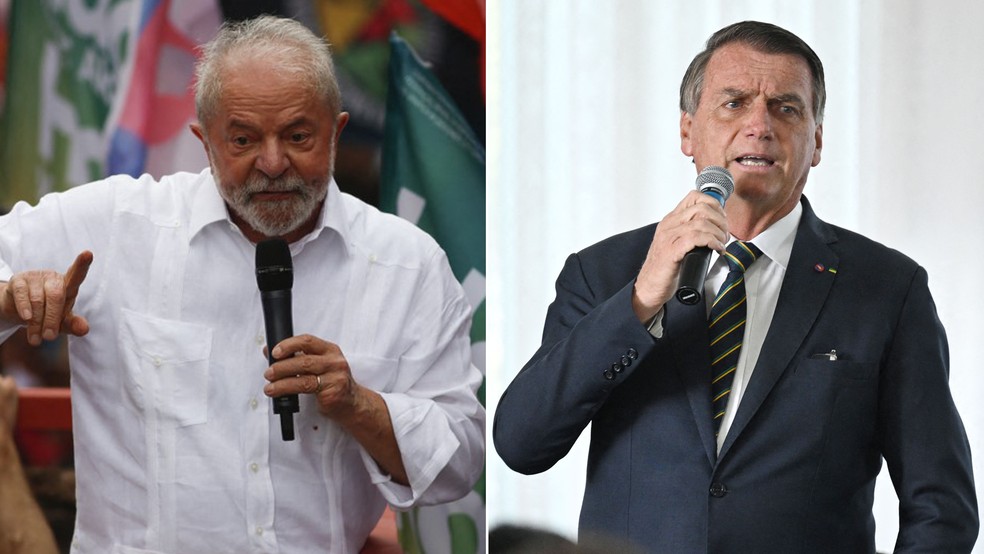 O ex-presidente Lula e o presidente Bolsonaro — Foto: Miguel Schincariol/AFP e Evaristo Sa/AFP