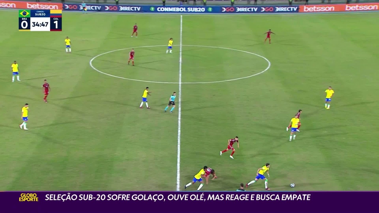 Brasil sofre golaço, mas reage e busca empate pelo Sul-Americano sub-20