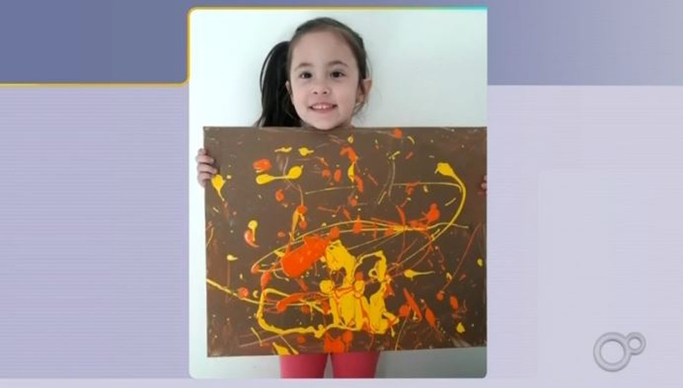 Manu, de 4 anos, viraliza com quadros em Assis — Foto: Reprodução/TV TEM