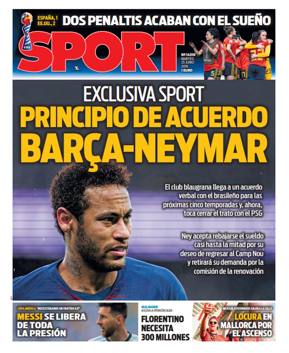 Barcelona chega a princÃ­pio de acordo com Neymar â Foto: ReproduÃ§Ã£o / Sport