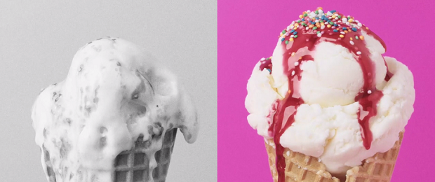 O sorvete de verdade e o não tão de verdade assim (Foto: Minhky Le/ Vimeo)