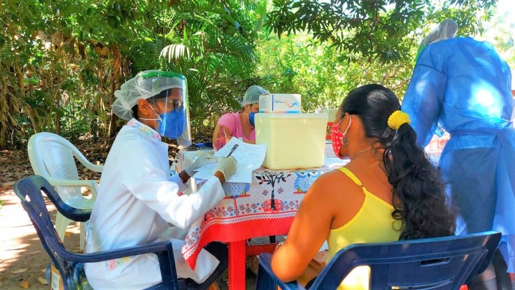 Testagens estão sendo realizadas em aldeias e comunidades ribeirinhas da região de Santarém — Foto: PSA/Divulgação