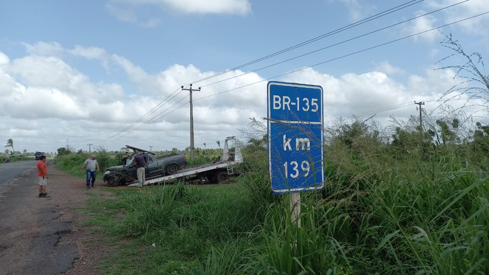 O acidente aconteceu no Km 138 da BR-135, no município de Matões do Norte — Foto: Reprodução/Polícia Rodoviária Federal 