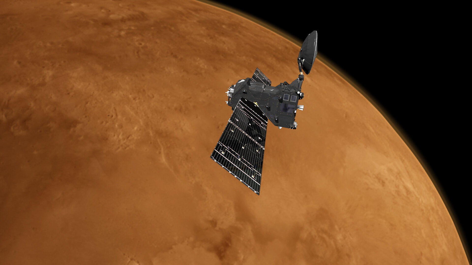 Representação artística da sonda Trace Gas Orbiter em Marte  (Foto: ESA/ATG)