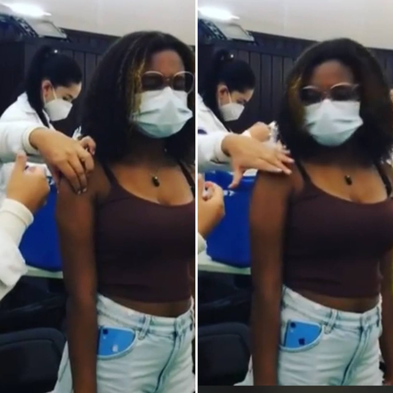 Maria, filha de Gloria Maria, toma vacina contra a covid-19 (Foto: Reprodução / Instagram)